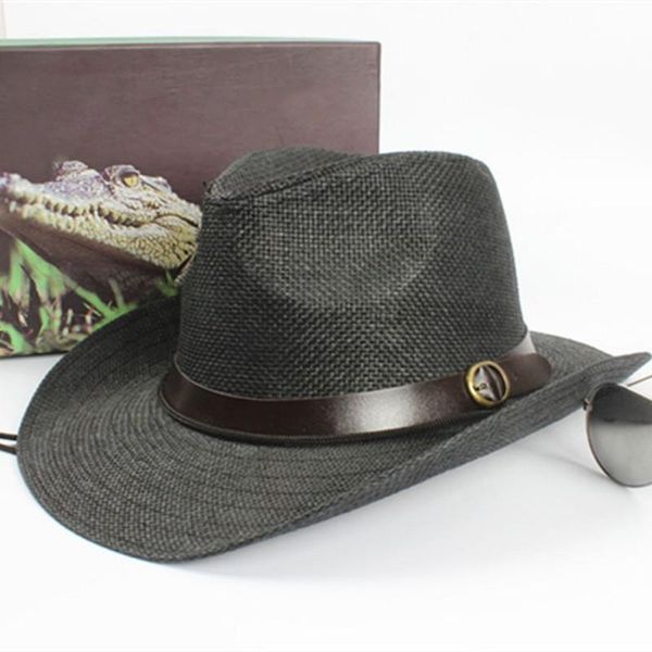 cloches women cap men cowboy trilby hat wide brim straw caps, Blue;gray