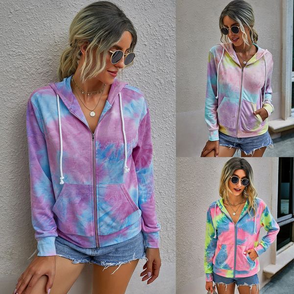 2021 new tie dye printed zipper hooded women coat autumn winter casual loose drawstring hood long sleeve pocket gradient jacket outerwear 4c, White;black
2021 new tie dye printed zipper hooded women coat autumn winter casual loose drawstring hood long sleeve pocket gradient jacket outerwear 4c, White;black