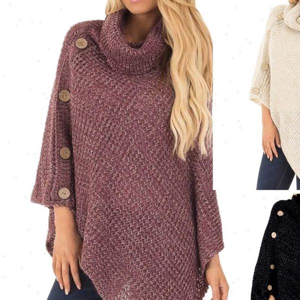 winter womens knit turtle neck poncho with casual button irregular hem pullover sweaters acrylic fibres women sweaters, White;black
winter womens knit turtle neck poncho with casual button irregular hem pullover sweaters acrylic fibres women sweaters, White;black