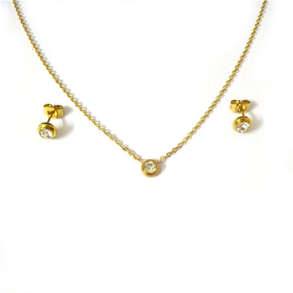 earrings & necklace fairladyhood zircon pendant gold color stainless steel jewelry set for women gift wholesale, Silver
earrings & necklace fairladyhood zircon pendant gold color stainless steel jewelry set for women gift wholesale, Silver