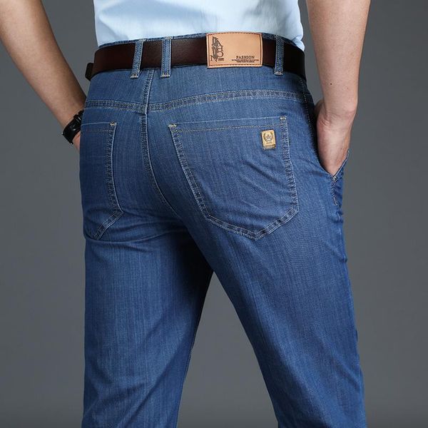 men's jeans modal thin spring summer loose straight stretch denim trousers male autumn brand business casual pants, Blue
men's jeans modal thin spring summer loose straight stretch denim trousers male autumn brand business casual pants, Blue