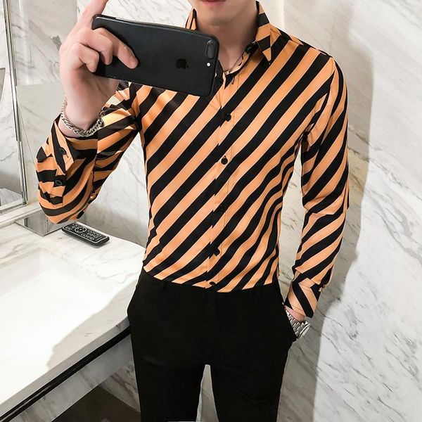 men's casual shirts spring long sleeve men oblique stripes fashion 2021 slim fit office blouse homme formal wear 3xl, White;black
men's casual shirts spring long sleeve men oblique stripes fashion 2021 slim fit office blouse homme formal wear 3xl, White;black
