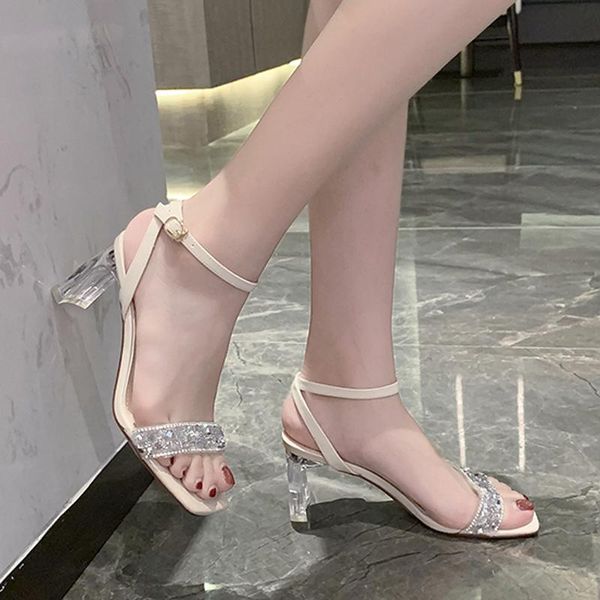 dress shoes pvc transparent heel sandals women shiny rhinestones open toe high heels summer clear party 2021, Black 
dress shoes pvc transparent heel sandals women shiny rhinestones open toe high heels summer clear party 2021, Black