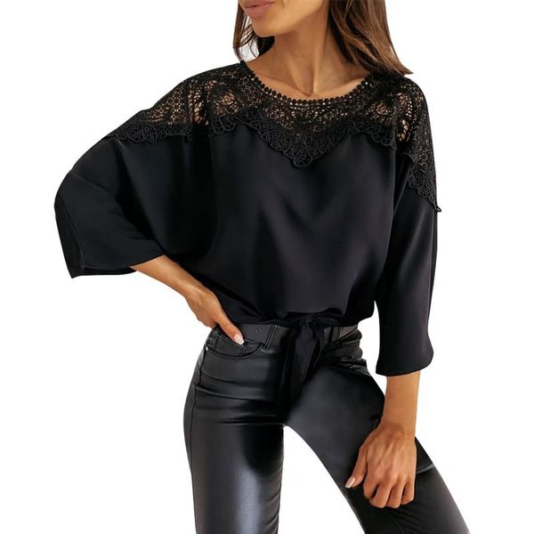 women's t-shirt fashion women ladies lace splicing hollowed-out solid color short sleeve lace-up loose black white
women's t-shirt fashion women ladies lace splicing hollowed-out solid color short sleeve lace-up loose black white