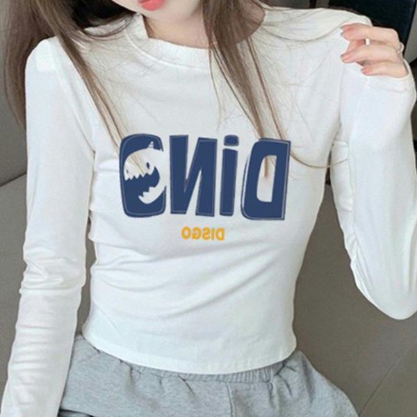 women's t-shirt the women autumn long sleeve crop slim letter print simple o neck tunic harajuku tee chic streetwear, White
women's t-shirt the women autumn long sleeve crop slim letter print simple o neck tunic harajuku tee chic streetwear, White
