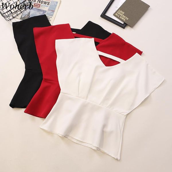 women's blouses & shirts woherb sleeveless v-neck blouse women ruffle tank 2021 summer casual solid ladies slim-waist blusas 25431, White
women's blouses & shirts woherb sleeveless v-neck blouse women ruffle tank 2021 summer casual solid ladies slim-waist blusas 25431, White