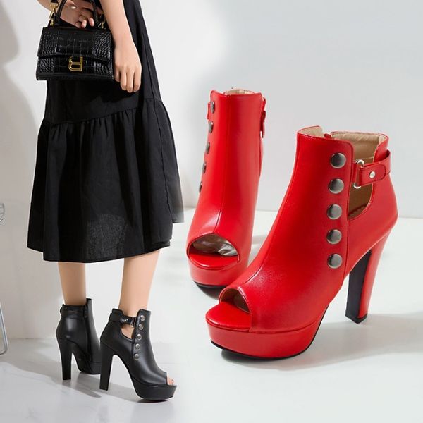 luxury shoes 2021 summer sandals fish mouth thick ultra high heels hollow rivet side zipper women's 40-50 large sho, Black
luxury shoes 2021 summer sandals fish mouth thick ultra high heels hollow rivet side zipper women's 40-50 large sho, Black