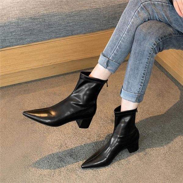 boots autumn winter fashion women pointed toe yarn elastic ankle genuine leather thick heel shoes female bota femini, Black
boots autumn winter fashion women pointed toe yarn elastic ankle genuine leather thick heel shoes female bota femini, Black