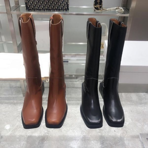 boots women shoes autumn and winter square toe low heels slip on knee high genuine leather zapatos de mujer, Black
boots women shoes autumn and winter square toe low heels slip on knee high genuine leather zapatos de mujer, Black