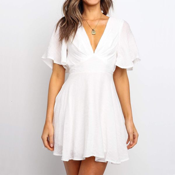 2021 new women's white v neck es summer flare sleeves casual beach female backless party vestidos lady chic office 12op, Black;gray
2021 new women's white v neck es summer flare sleeves casual beach female backless party vestidos lady chic office 12op, Black;gray