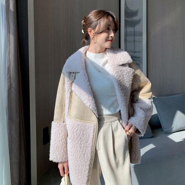 women's fur & faux fashion sheep shearing coat jackets patchwork suede women real wool thick medium outerwear lady streetwear 2021 wint, Black
women's fur & faux fashion sheep shearing coat jackets patchwork suede women real wool thick medium outerwear lady streetwear 2021 wint, Black