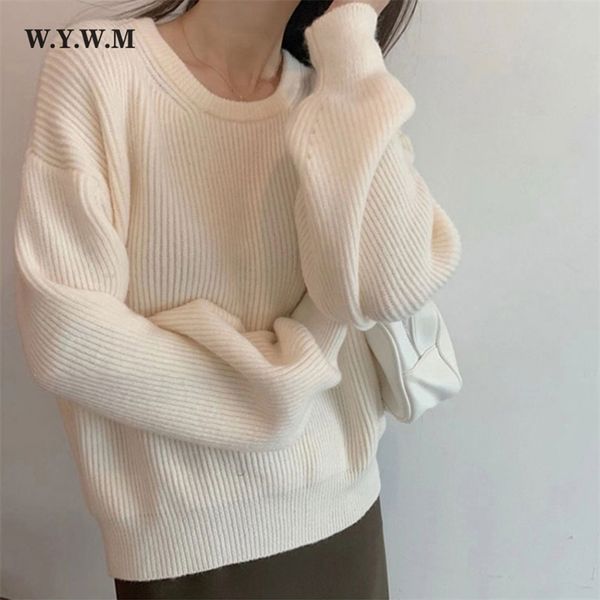 wywm loose knitted sweater women autumn winter vintage warm oversized pullovers ladies casual knitwear solid female jumpers 211123, White;black
wywm loose knitted sweater women autumn winter vintage warm oversized pullovers ladies casual knitwear solid female jumpers 211123, White;black