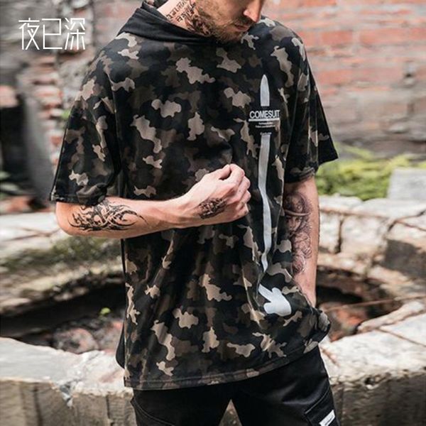 2021 spring collarless hooded loose casual youth short sleeve camouflage t-shirt for men, Gray;blue
2021 spring collarless hooded loose casual youth short sleeve camouflage t-shirt for men, Gray;blue