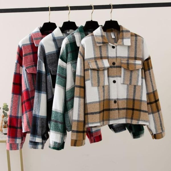 women's jackets women autumn winter woolen shirts coat turn down collar vintage plaid thicken casual jacket female long sleeve buttons, Black;brown
women's jackets women autumn winter woolen shirts coat turn down collar vintage plaid thicken casual jacket female long sleeve buttons, Black;brown