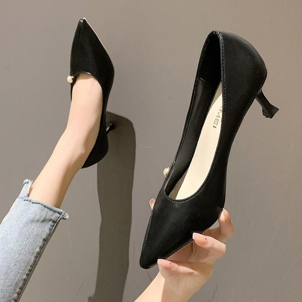 dress shoes 2021 mixed color genuine leather high heels spring fashion party pointed toe shallow women pumps, Black
dress shoes 2021 mixed color genuine leather high heels spring fashion party pointed toe shallow women pumps, Black