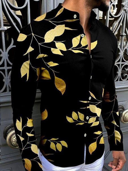 men's casual shirts 2021 leaf print shirt, tight long sleeve cotton e-shirt, White;black
men's casual shirts 2021 leaf print shirt, tight long sleeve cotton e-shirt, White;black