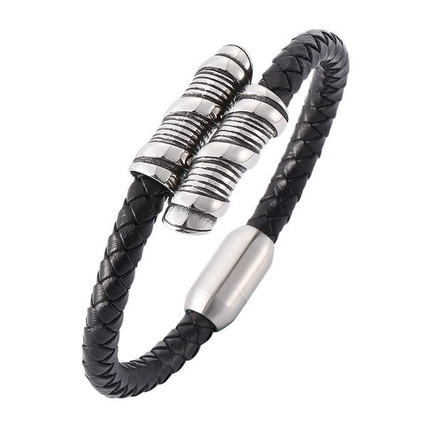 charm bracelets leather woven titanium steel bracelet men's double rod clasp stainless, Golden;silver
charm bracelets leather woven titanium steel bracelet men's double rod clasp stainless, Golden;silver