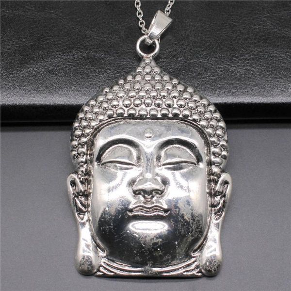 pendant necklaces 1 piece 109x67mm big buddha head charms necklace for women drop supplier pendants female gift, Silver
pendant necklaces 1 piece 109x67mm big buddha head charms necklace for women drop supplier pendants female gift, Silver