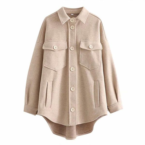 women's wool & blends casual lapel pocket woolen jacket asymmetric solid color shirt version long sleeve thick blouse coat female outwe, Black
women's wool & blends casual lapel pocket woolen jacket asymmetric solid color shirt version long sleeve thick blouse coat female outwe, Black