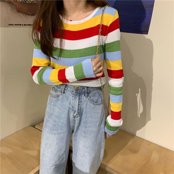 2021 new korean raiow striped sleeve long female thin mesh strain t-shirt schoolgirl style street clothes qes3, White
2021 new korean raiow striped sleeve long female thin mesh strain t-shirt schoolgirl style street clothes qes3, White