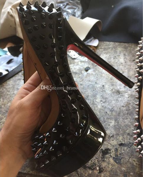 with box new ladies spikes real leather red bottom high heels shoes high heel peep toe lady wedding shoes stiletto heel dress shoes, Black
with box new ladies spikes real leather red bottom high heels shoes high heel peep toe lady wedding shoes stiletto heel dress shoes, Black