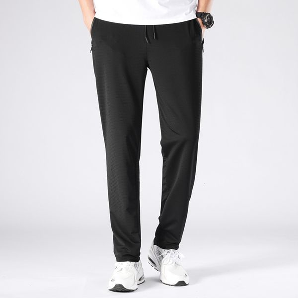 large size ice silk lightweight men's casual pants flat air conditioning pants spring and summer capris stretch sports pants, Black 
large size ice silk lightweight men's casual pants flat air conditioning pants spring and summer capris stretch sports pants, Black