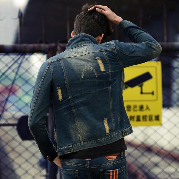retro solid men's fashion denim and men new jacket autumn color hole washed coat fit spring blue slim jeans jacket simple utiuc, Black
retro solid men's fashion denim and men new jacket autumn color hole washed coat fit spring blue slim jeans jacket simple utiuc, Black