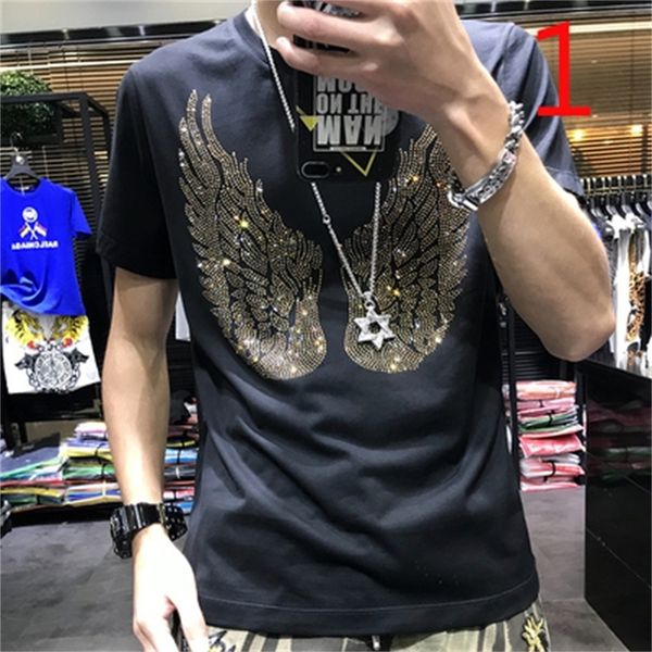 summer 2021 new slim thin men's print t-shirt shorts gt05, White;black 
summer 2021 new slim thin men's print t-shirt shorts gt05, White;black