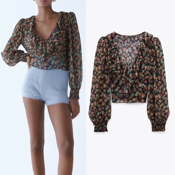 Women 2021 New Floral Print Crop Top Woman Vintage Chiffon Ruffle V-neck Elastic Cuffs Long Puff Sleeve Ladies Casual Blouses 2rxg CI2O, White
Women 2021 New Floral Print Crop Top Woman Vintage Chiffon Ruffle V-neck Elastic Cuffs Long Puff Sleeve Ladies Casual Blouses 2rxg CI2O, White