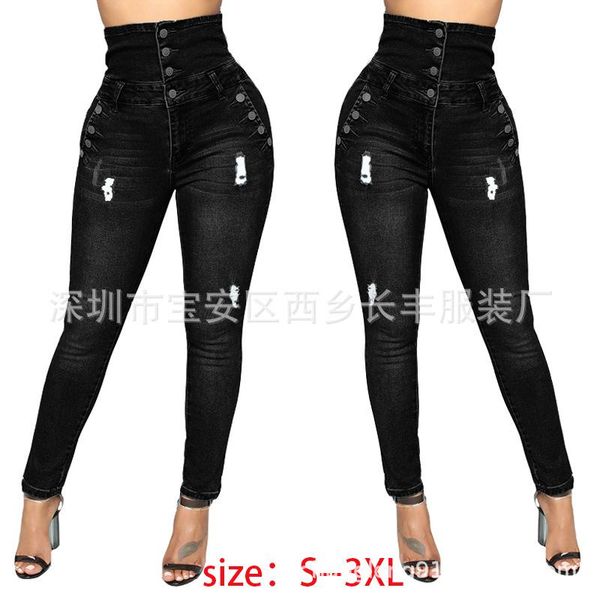 women's jeans high-waisted four buckle elasticity slim fit skinny pants, Blue
women's jeans high-waisted four buckle elasticity slim fit skinny pants, Blue