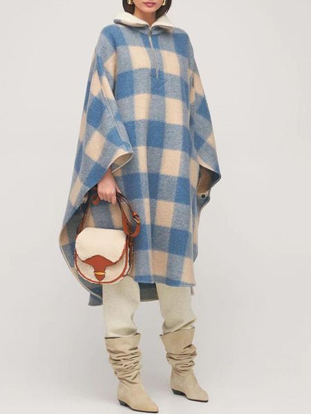 women's wool & blends women woolen mid-length ladies long sleeve loose turn-down collar shawl jacket plaid cloaks coat, Black
women's wool & blends women woolen mid-length ladies long sleeve loose turn-down collar shawl jacket plaid cloaks coat, Black