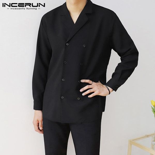 solid color men shirt double breasted lapel 2021 long sleeve streetwear elegant casual fashion shirts camisas s-5xl incerun, White;black
solid color men shirt double breasted lapel 2021 long sleeve streetwear elegant casual fashion shirts camisas s-5xl incerun, White;black