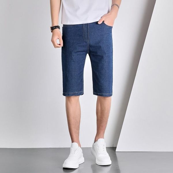 men's shorts 2021 summer jeans middle age casual cotton stretch beach pants, White;black