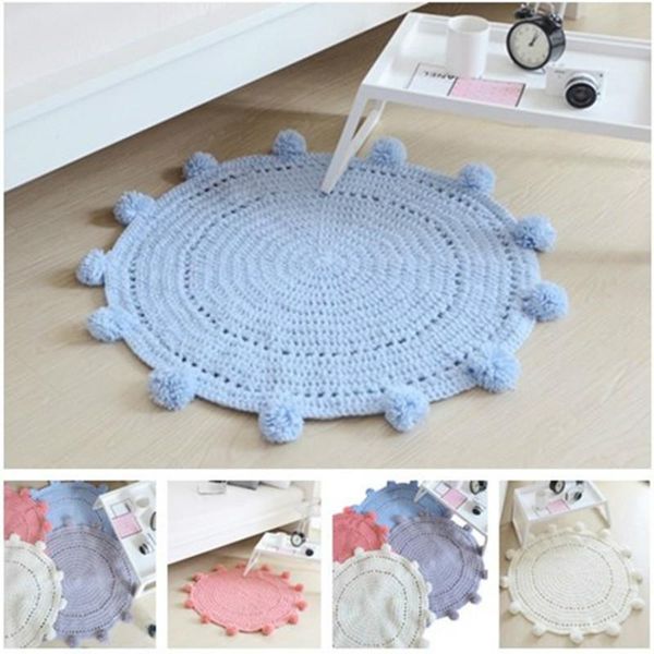 carpets handmade knitted wool blanket round crochet carpet kids room pom-pom tassel rugs for baby girls decor floating window pad
carpets handmade knitted wool blanket round crochet carpet kids room pom-pom tassel rugs for baby girls decor floating window pad