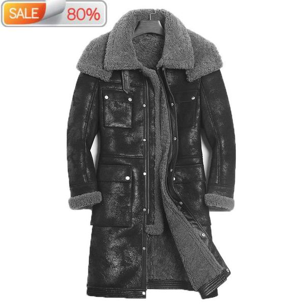 men's leather & faux genuine long winter real fur plus size men sheepskin coat shearling jacket a115-1 b21136, Black
men's leather & faux genuine long winter real fur plus size men sheepskin coat shearling jacket a115-1 b21136, Black