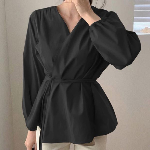 women's blouses & shirts elegant ruffles blouse women autumn soild color v neck long sleeve wrap plus size office lady vintage shirt to, White
women's blouses & shirts elegant ruffles blouse women autumn soild color v neck long sleeve wrap plus size office lady vintage shirt to, White