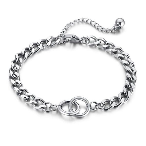 link, chain stainless steel minimalism fashion delicate cuban double circle round bracelet bangle jewelry gift for ladies, Black
link, chain stainless steel minimalism fashion delicate cuban double circle round bracelet bangle jewelry gift for ladies, Black