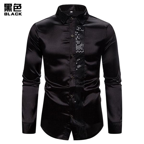 men's casual shirts sequined performance shirts, nightclub wear, presiding over the secretary shirt, rip-necked long-sleeved, White;black
men's casual shirts sequined performance shirts, nightclub wear, presiding over the secretary shirt, rip-necked long-sleeved, White;black