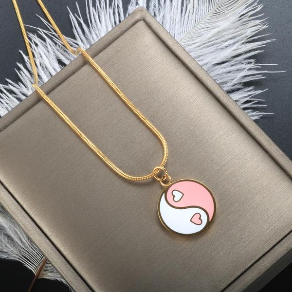 pendant necklaces zmfashion women necklace goth round brand bagua epoxy pink white grunge titanium steel jewelry on the neck 2021, Silver
pendant necklaces zmfashion women necklace goth round brand bagua epoxy pink white grunge titanium steel jewelry on the neck 2021, Silver