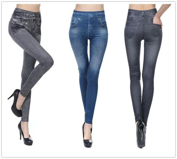 women's leggings autumn and winter seamless plush imitation denim printed pocket capris, Black
women's leggings autumn and winter seamless plush imitation denim printed pocket capris, Black