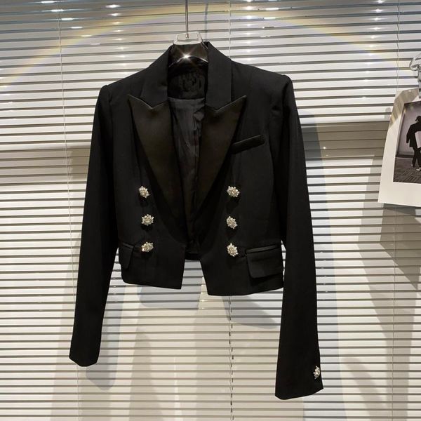 women's suits & blazers net red short women suit jacket 2021 autumn fashion trendy rhinestone double-breasted long sleeve female coat, White;black 
women's suits & blazers net red short women suit jacket 2021 autumn fashion trendy rhinestone double-breasted long sleeve female coat, White;black