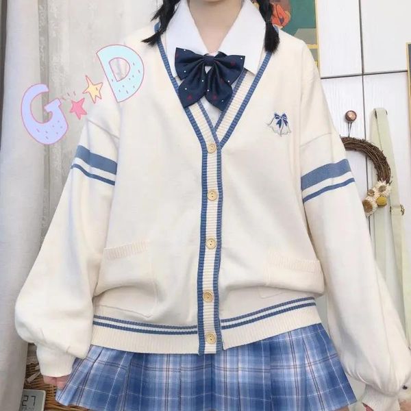 women's knits & tees heydress 2021 women autumn japanese jk bow sweater coat female cute school uniform lady single breasted knit cardi, White
women's knits & tees heydress 2021 women autumn japanese jk bow sweater coat female cute school uniform lady single breasted knit cardi, White