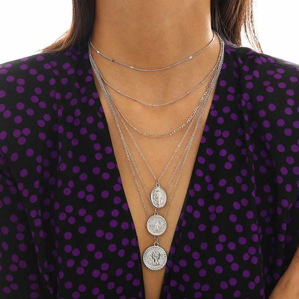 jewelry personalized mix geometric neckwear exaggerated portrait relief long sweater chain, Silver
jewelry personalized mix geometric neckwear exaggerated portrait relief long sweater chain, Silver