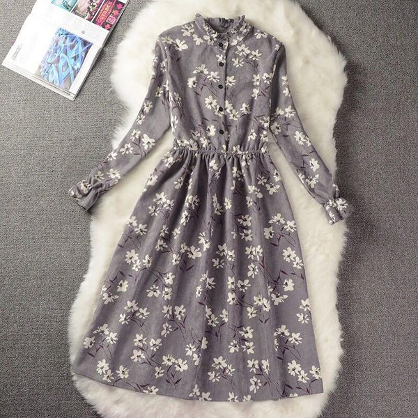 casual dresses corduroy high elastic waist vintage dress a-line style women full sleeve flower plaid print slim spring 25 colors, Black;gray
casual dresses corduroy high elastic waist vintage dress a-line style women full sleeve flower plaid print slim spring 25 colors, Black;gray