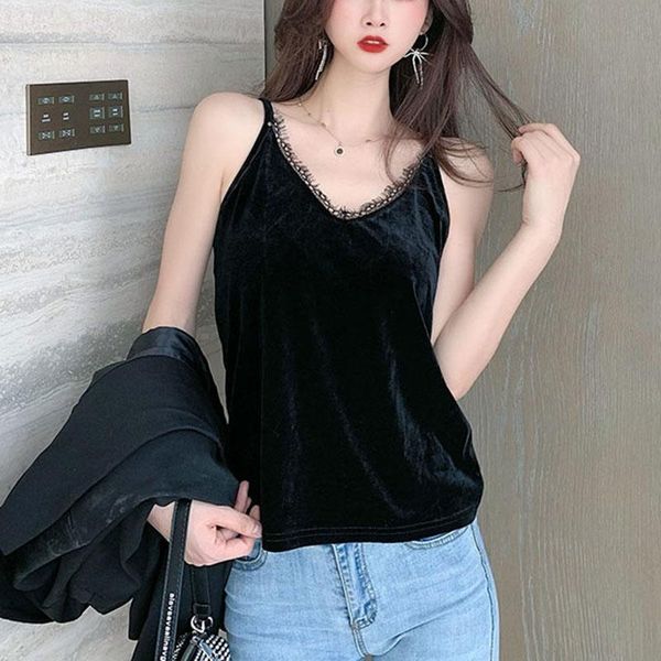 women's tanks & camis ljsxls 2021 summer korean womens clothing black tank women casual velvet v neck camisole sleeveless patchwor, White
women's tanks & camis ljsxls 2021 summer korean womens clothing black tank women casual velvet v neck camisole sleeveless patchwor, White