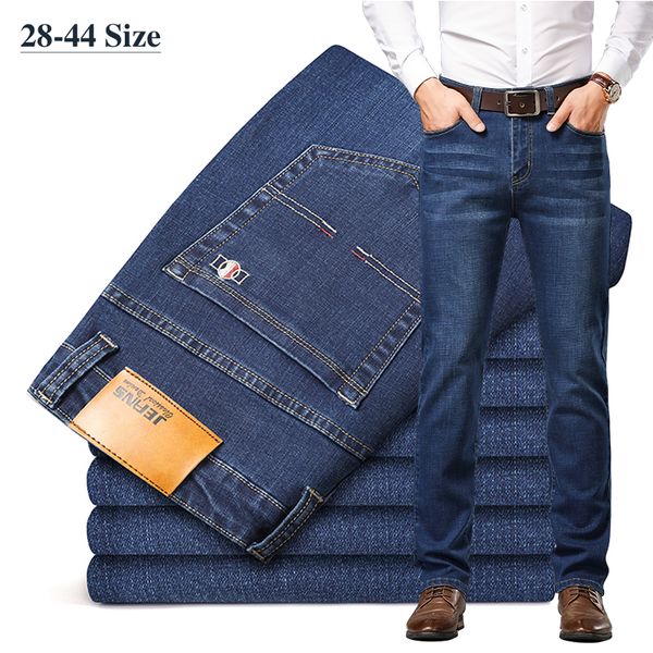2021 new modal men's business straight black blue casual denim plus size 42 44 46 brand male spring autumn trousers jnim
2021 new modal men's business straight black blue casual denim plus size 42 44 46 brand male spring autumn trousers jnim
