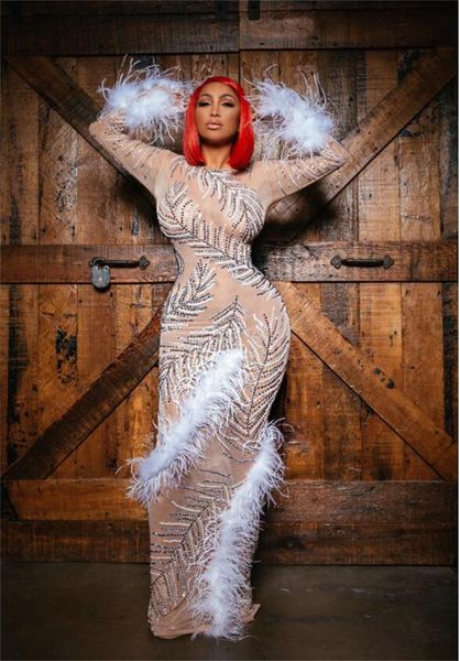 sparkly rhinestones feather women long dresses elegant evening birthday celebrity prom party night dresses stage costume, Black;red
sparkly rhinestones feather women long dresses elegant evening birthday celebrity prom party night dresses stage costume, Black;red