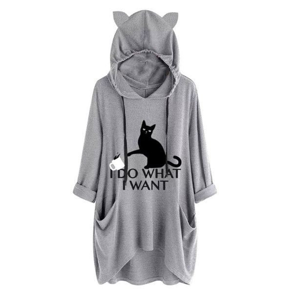 women's blouses & shirts women winter blouse casual cat ear print hooded hip hop long sleeves pocket loose shirt female irregular hem, White
women's blouses & shirts women winter blouse casual cat ear print hooded hip hop long sleeves pocket loose shirt female irregular hem, White