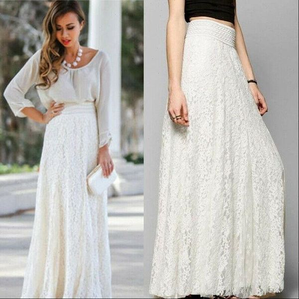 long elegant skirt female elastic high waist non transparent boho solid summer maxi skirts lace solid casual white beige, Black
long elegant skirt female elastic high waist non transparent boho solid summer maxi skirts lace solid casual white beige, Black