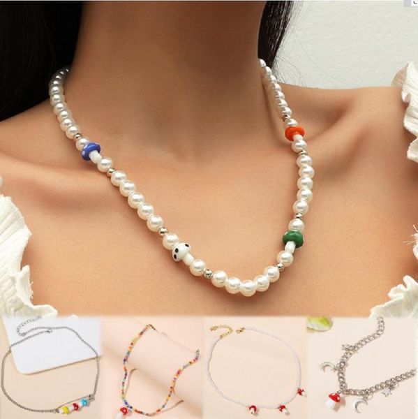 pendant necklaces 2021 multicolor beads handmade for women pearl women's mushroom double heart necklace ladies jewelry gift, Silver
pendant necklaces 2021 multicolor beads handmade for women pearl women's mushroom double heart necklace ladies jewelry gift, Silver